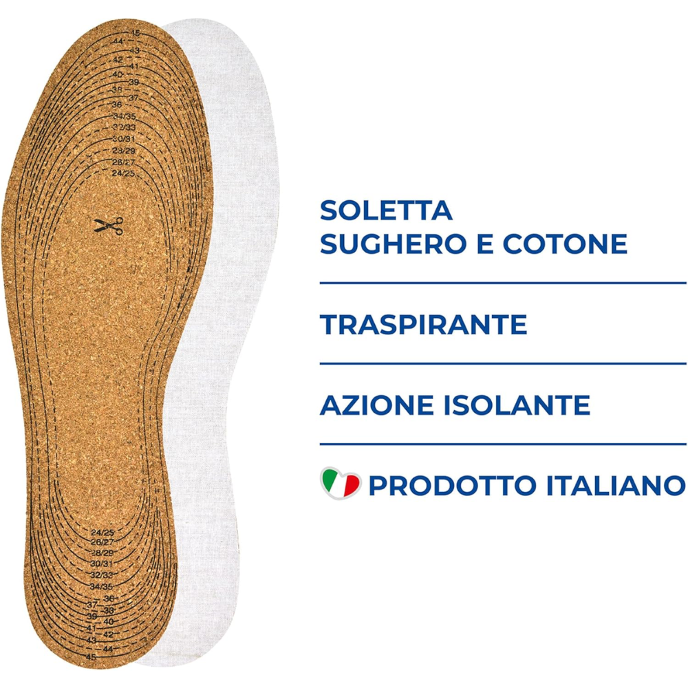 Solette Ritagliabili per Scarpe in Sughero e Cotone, Soletta Regolabile Adatta a Tutti i Tipi di Scarpa,Adatte alle Forme di ogni Piede,Misure dal 36 al45 Unisex-Adulto,Neutro