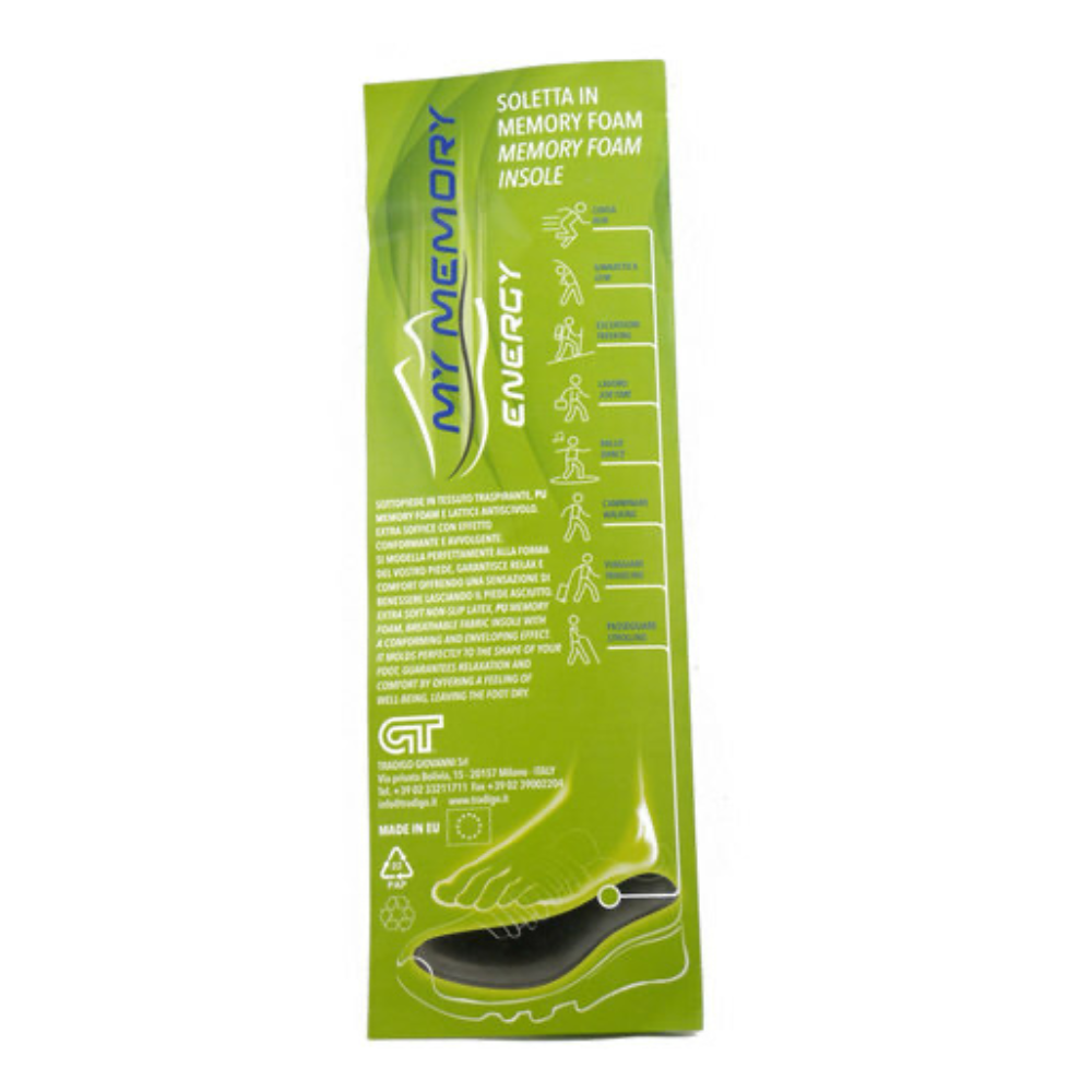 Soletta in memory foam in tessuto traspirante